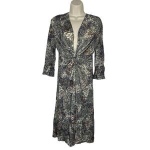 Gharani Strok Women’s 100% Wool Floral Flutter Sleeves Flare Dress Size 8